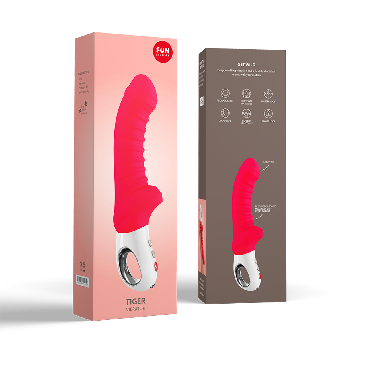 Fun Factory TIGER G-spot and Prostate Vibrator includes FREE TOYBAG RED