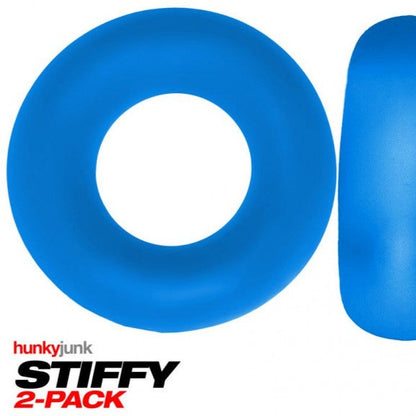 Hunkyjunk Stiffy Bulge Rings 2 Pack Teal Ice Blue Plus Silicone Cock Rings