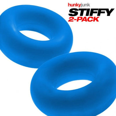 Hunkyjunk Stiffy Bulge Rings 2 Pack Teal Ice Blue Plus Silicone Cock Rings