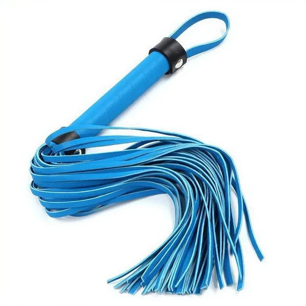 JOYGASMS Faux Leather Whip Blue Flogger with Silver Studs
