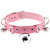 JOYGASMS Pu Leather Bell Collar Pink Choker with Silver Metal Bells