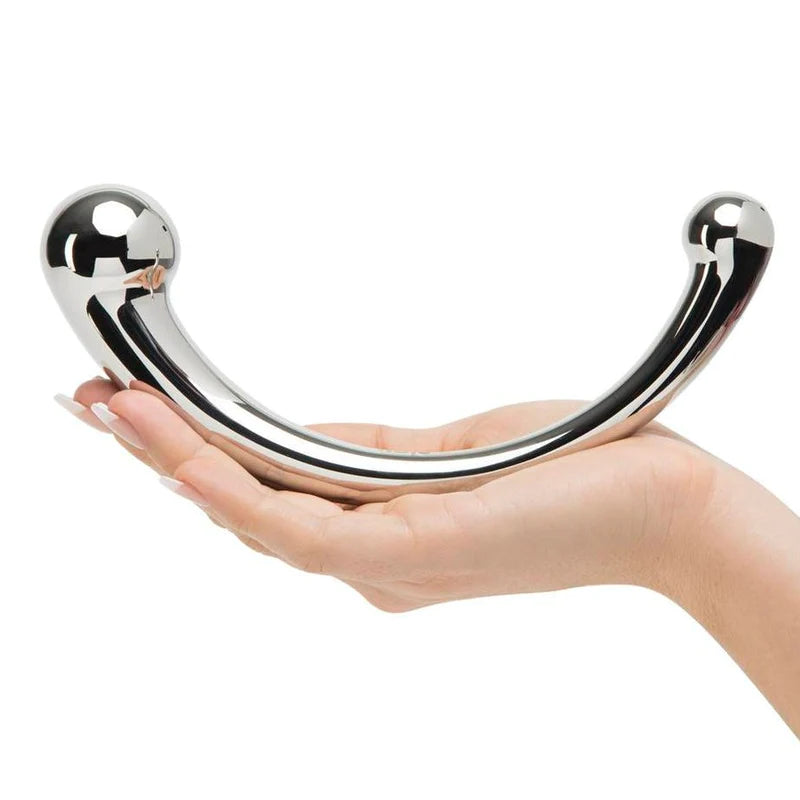 JOYGASMS Pure Solid Stainless Steel G Spot and P Spot Wand 9 inch Curved Double Ended Dildo