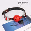 JOYGASMS Red Breathable Ball Gag with Red Snake Skin Print PU Leather Strap and Silver Metal Buckle