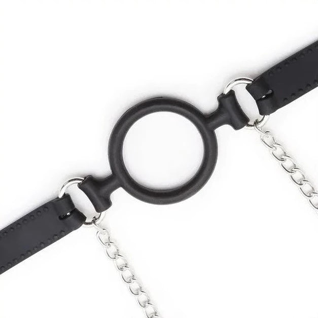 JOYGASMS Silicone Adjustable Open Mouth O-Ring Gag with Lockable Closure + Adjustable Alligator Tip Nipple Clamps with Link Chain