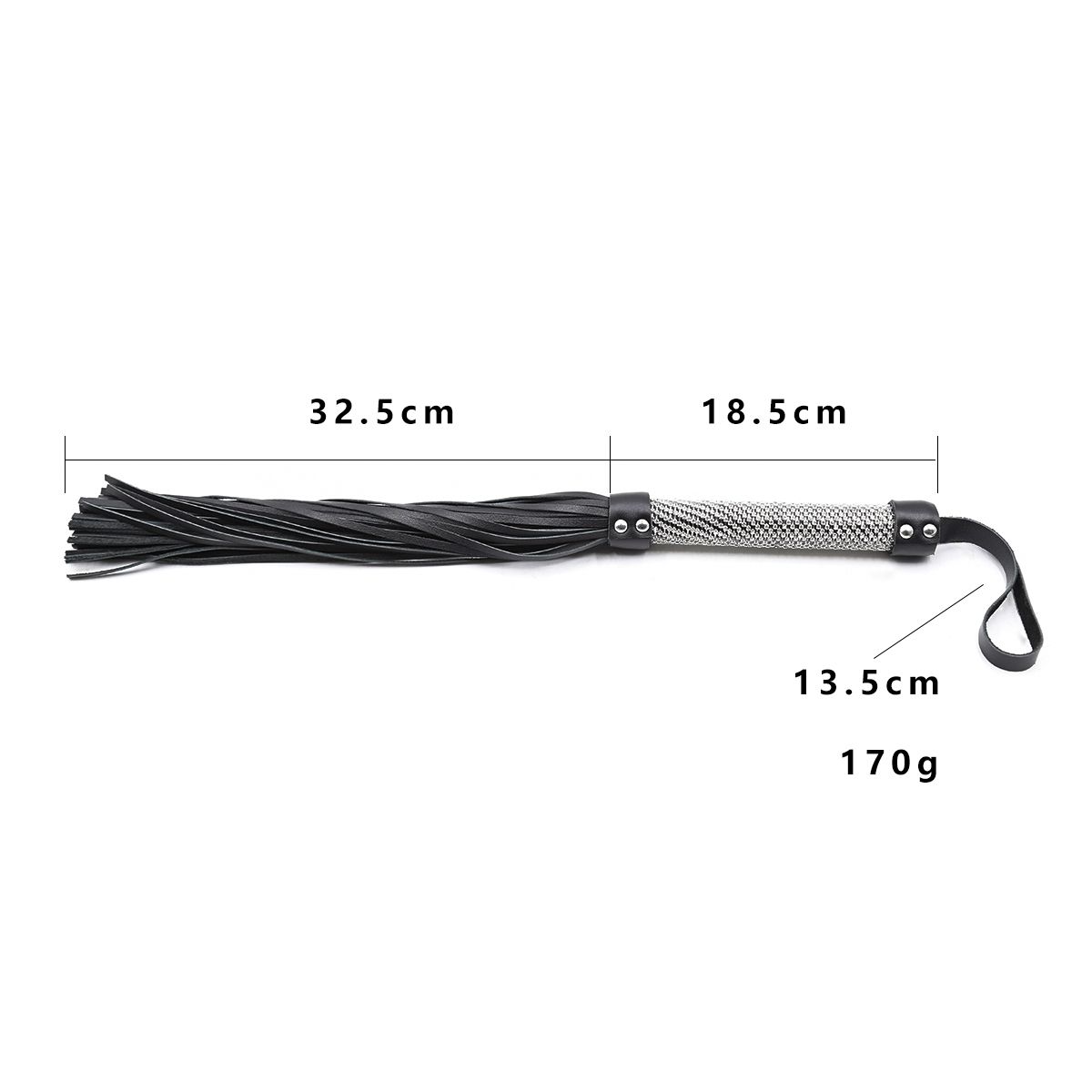 JOYGASMS Sparkly Diamond Handle Flogger with Leather Tails Whip