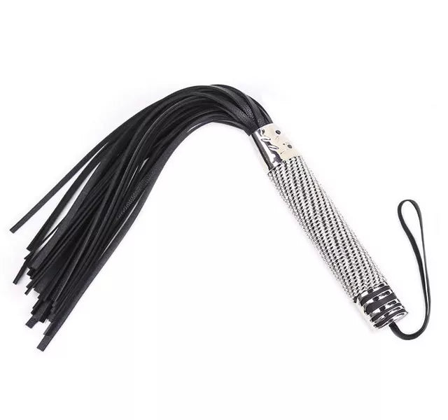 JOYGASMS Sparkly Diamond Handle Flogger with Soft Faux Leather Tails Whip