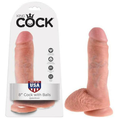 Pipedream King Cock Thick Realistic Dildo with Balls and Suction Cup Mount Base 8 inch