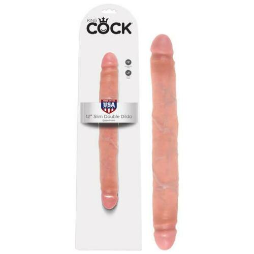 King Cock Slim Realistic Double Dildo - 12 Inch Flesh