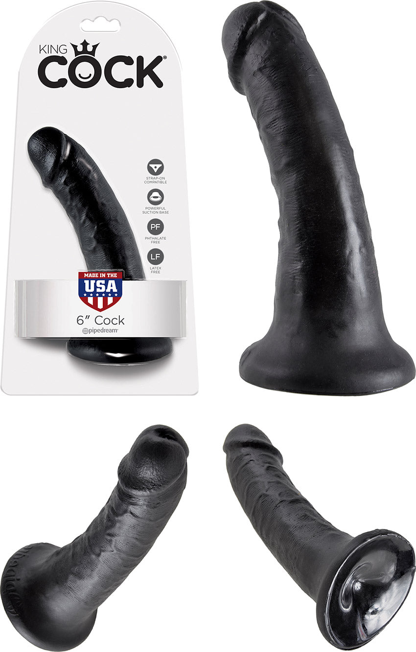 King Cock Tapered Realistic Dildo with Suction Cup Mount Base 6 inch