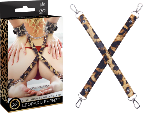 LEOPARD FRENZY Crossed Strap with Metal Clasps Faux Leopard Print Hogtie Connector
