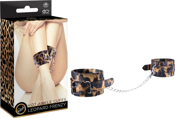 LEOPARD FRENZY Hot Ankle Restraints Faux Leather Leopard Print Ankle Cuffs