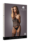 Le Desir Lingerie STRAPPY SUSPENDER FISHNET BODYSTOCKING WITH OPEN CUP BRA and OPEN CROTCH Black