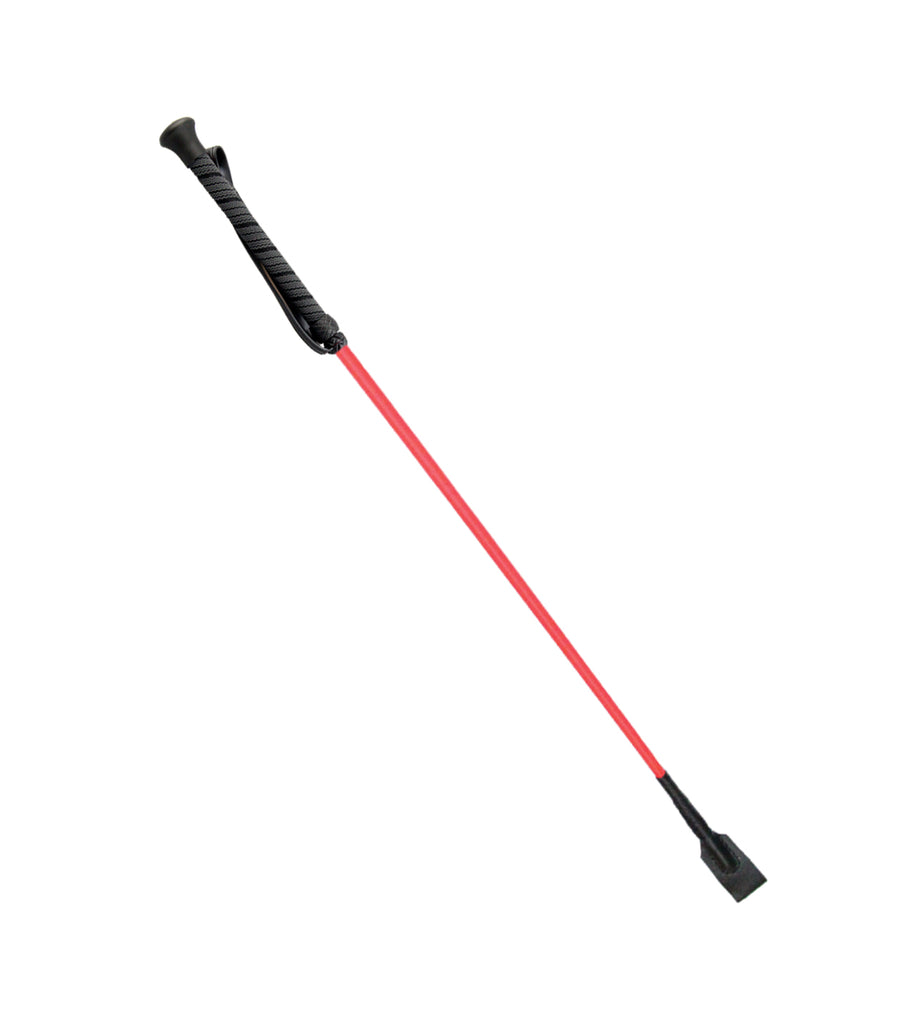 Love In Leather Classic Riding Crop with Wrist Strap Black and Red Whip