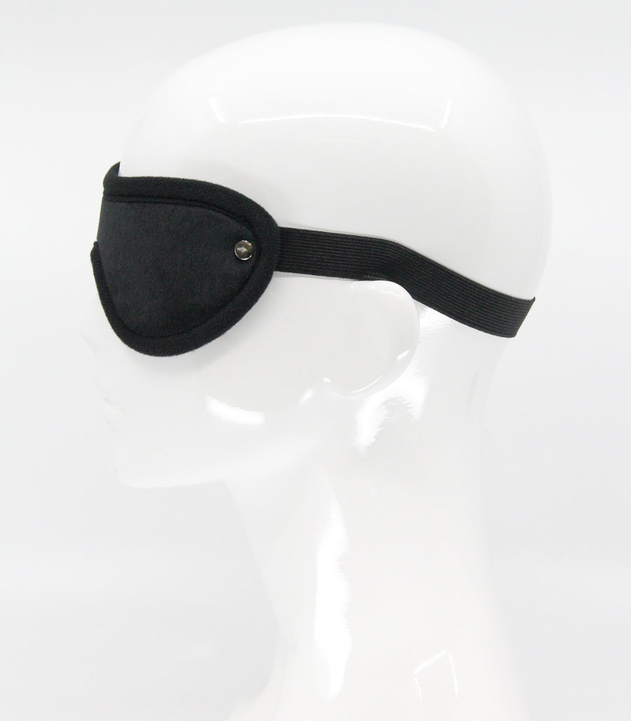 Love in Leather Black Soft Faux Fur Blindfold with Soft Black Edging One Size