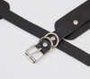 Love in Leather Black Unlined Faux Leather Collar with Silver Heart Padlock Pendant Key Included