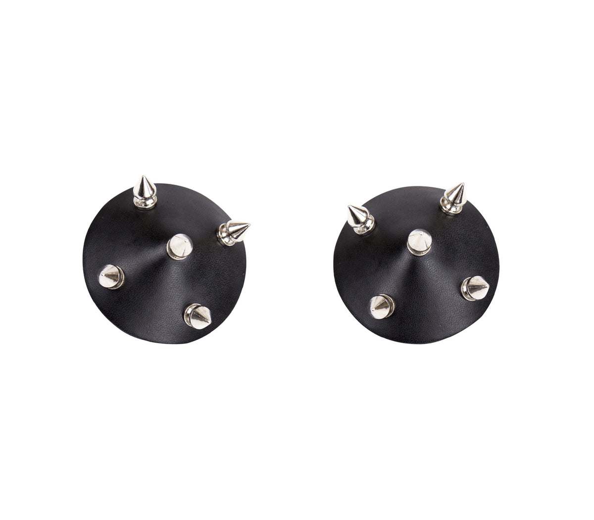 Love in Leather Burlesque Series Round Faux Leather Nipple Pasties Reusable Nipple Pasties with Dog Spikes 