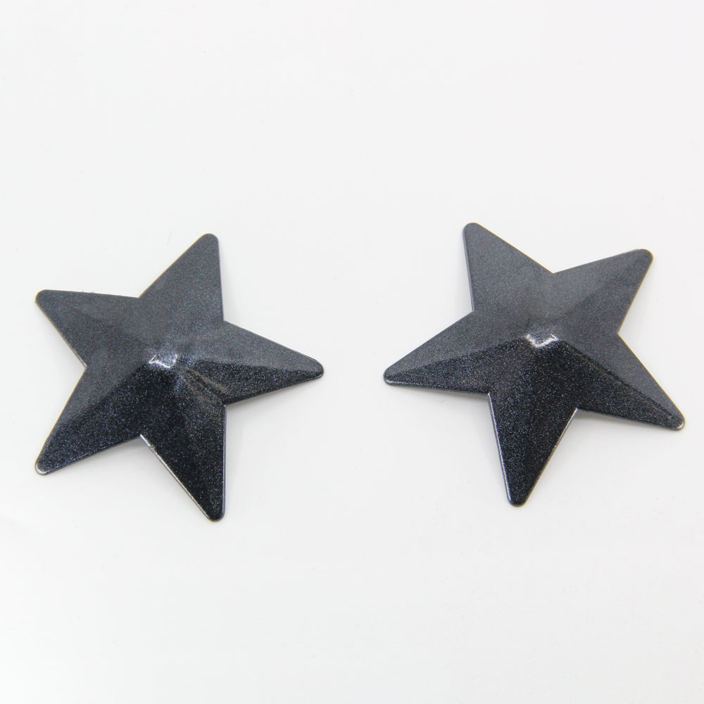 Love in Leather Burlesque Series Star Shaped Metallic Nipple Pasties Reusable Black Nipple Pasties