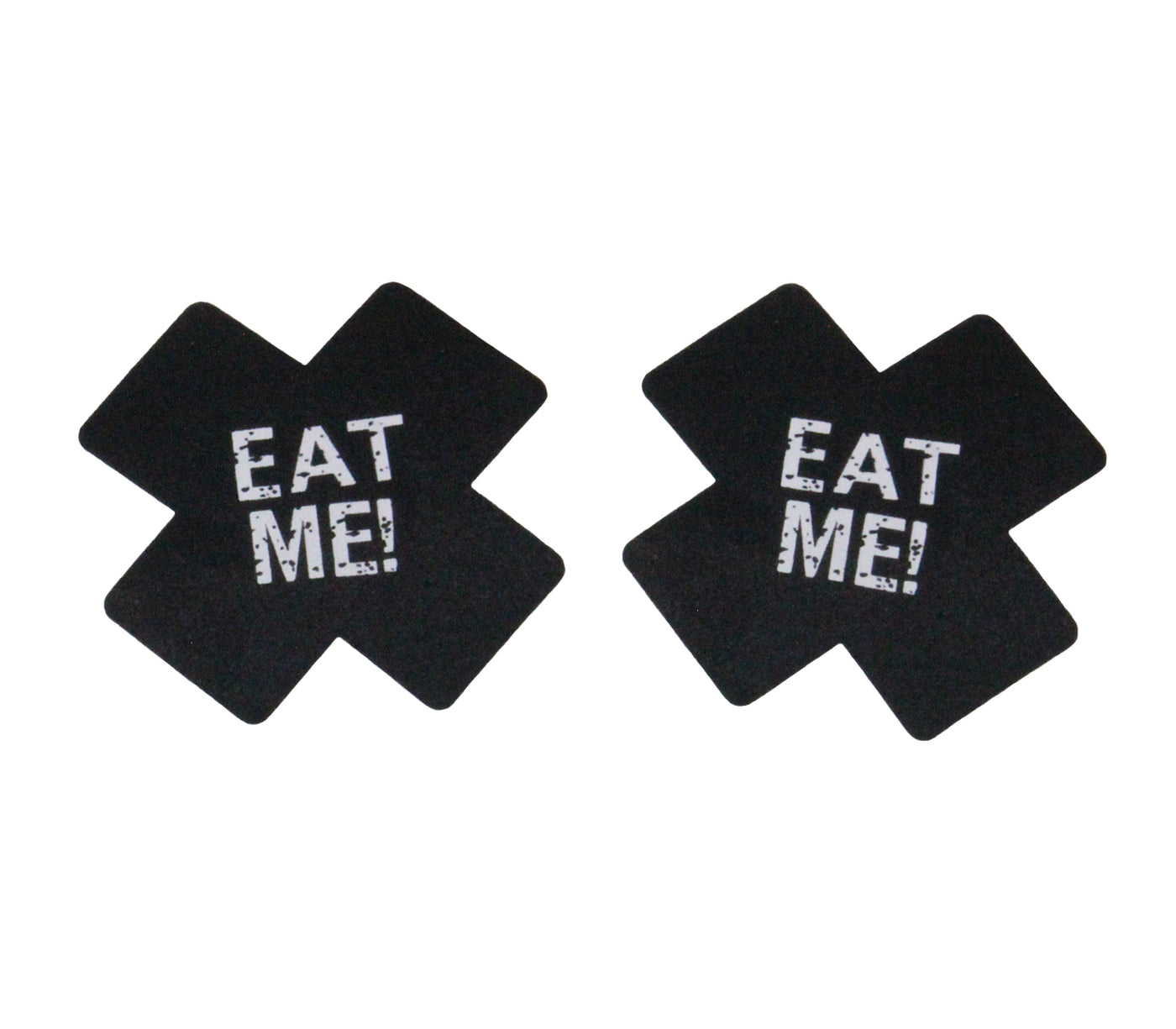 Love in Leather EAT ME Satin Cross Reusable Nipple Pasties