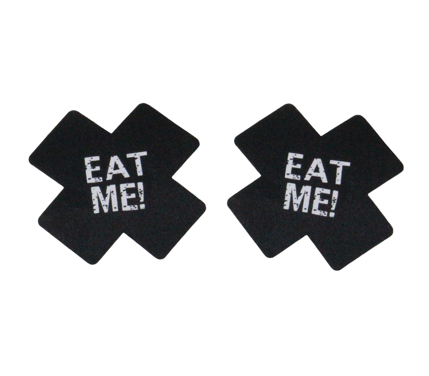 Love in Leather EAT ME Satin Cross Reusable Nipple Pasties