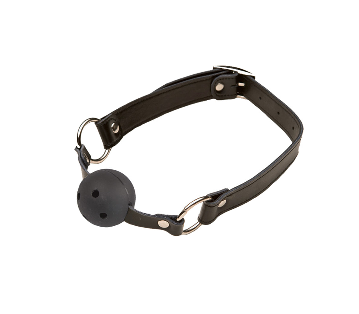 Love in Leather Faux Leather Gag with Breathable Ball Black