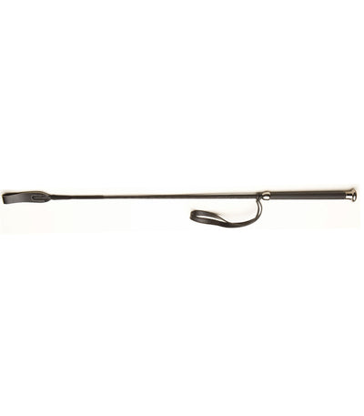 Love in Leather Flexible Black Braided Riding Crop with with Fibre Glass Rod and Wrist Strap