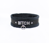 Love in Leather Fluffy Diamante BITCH Collar Black with O Ring