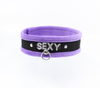 Love in Leather Fluffy Diamante SEXY Collar Purple Black with O Ring