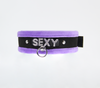 Love in Leather Fluffy Diamante SEXY Collar Purple Black with O Ring