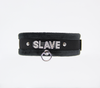 Love in Leather Fluffy Diamante SLAVE Collar Black with O Ring