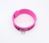 Love in Leather Fluffy Diamante SLUT Collar Pink Black with O Ring