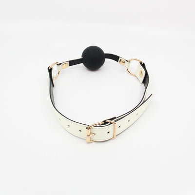 Love in Leather Glow in The Dark Photoluminescent Faux Grained Leather Gag with Solid Black Ball