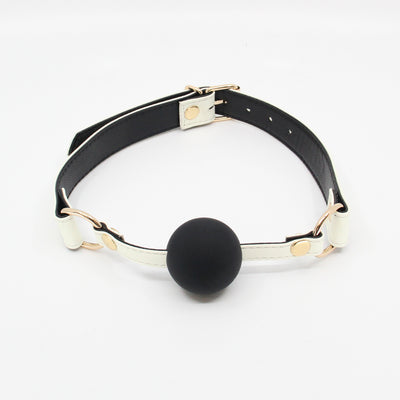 Love in Leather Glow in The Dark Photoluminescent Faux Grained Leather Gag with Solid Black Ball