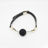 Love in Leather Glow in The Dark Photoluminescent Faux Grained Leather Gag with Solid Black Ball
