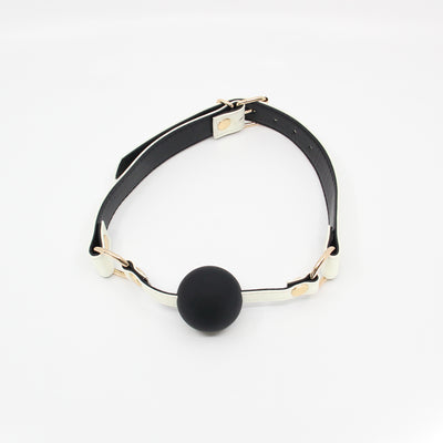 Love in Leather Glow in The Dark Photoluminescent Faux Grained Leather Gag with Solid Black Ball