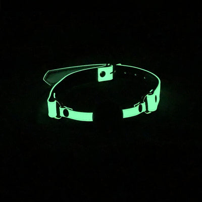 Love in Leather Glow in The Dark Photoluminescent Faux Grained Leather Gag with Solid Black Ball