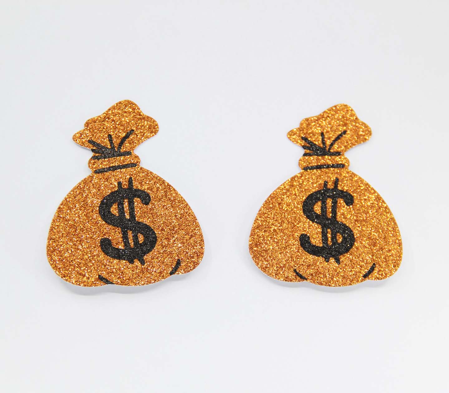 Love in Leather Gold Glitter DOLLAR SIGN Reusable Money Bag Nipple Pasties