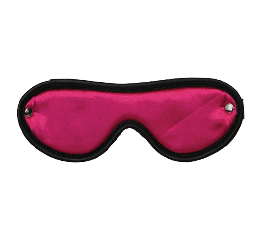 Love in Leather Lightly Padded Pink Satin Blindfold with Soft Black Leather Edging One Size