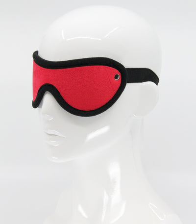 Love in Leather Red Soft Faux Fur Blindfold with Soft Black Edging One Size