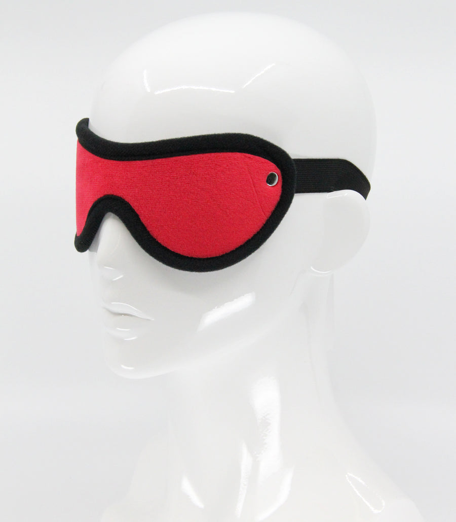 Love in Leather Red Soft Faux Fur Blindfold with Soft Black Edging One Size