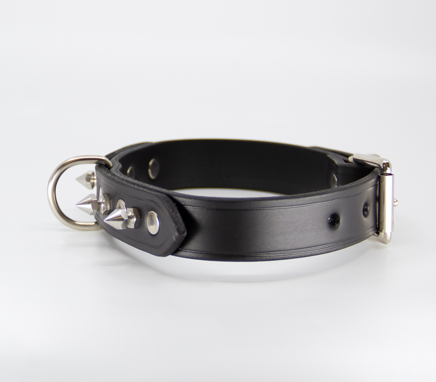 Love in Leather Unlined Black Leather Collar with Dog Spikes