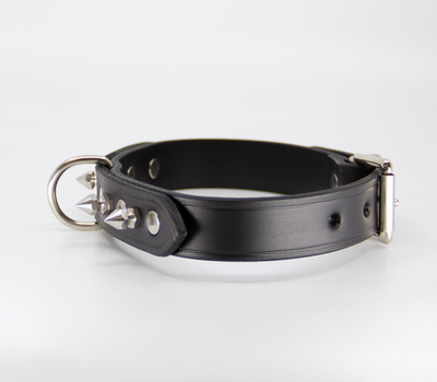 Love in Leather Unlined Black Leather Collar with Dog Spikes