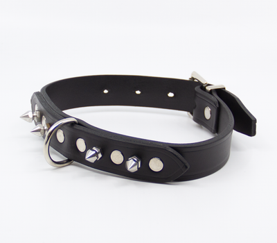 Love in Leather Unlined Black Leather Collar with Dog Spikes