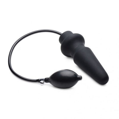 Master Series ASS-PAND LARGE INFLATABLE SILICONE ANAL PLUG Black Butt Plug
