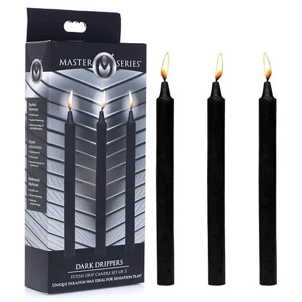 Master Series DARK DRIPPERS Fetish Drip Candle Set of 3 Paraffin Wax Black Candles