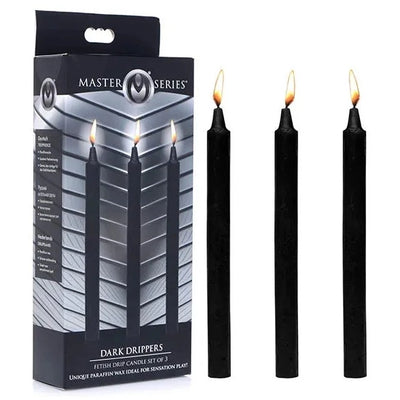 Master Series DARK DRIPPERS Fetish Drip Candle Set of 3 Parrafin Wax Black Candles