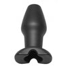 Master Series INVASION Large 5.25 inch Hollow Silicone Anal Plug Black Open Hole Butt Plug