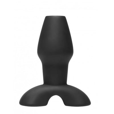 Master Series INVASION Small 3.75 inch Hollow Silicone Anal Plug Black Open Hole Butt Plug