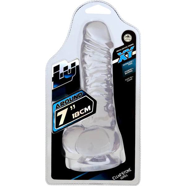 NMC LUXY 7 inch Clear Stone Series Realistic Dildo with Balls and Suction Cup