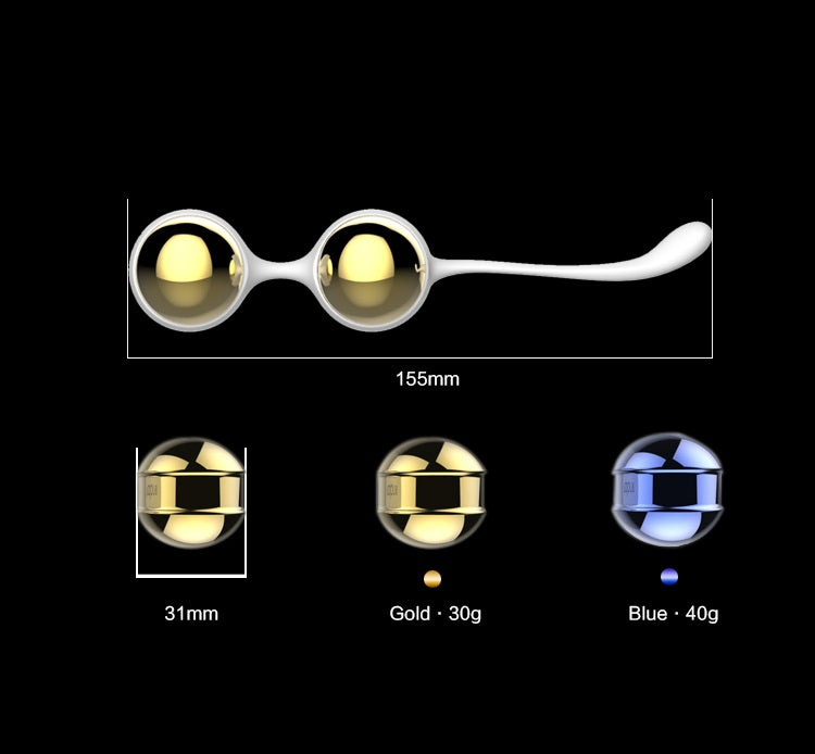 Nalone Yany Luxurious Gold and Blue Metal Ben Wa Pleasure Kegel Balls Kit