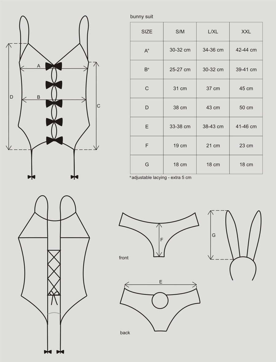 Obsessive Sexy Lingerie Bunny Suit 4 Piece Costume Set